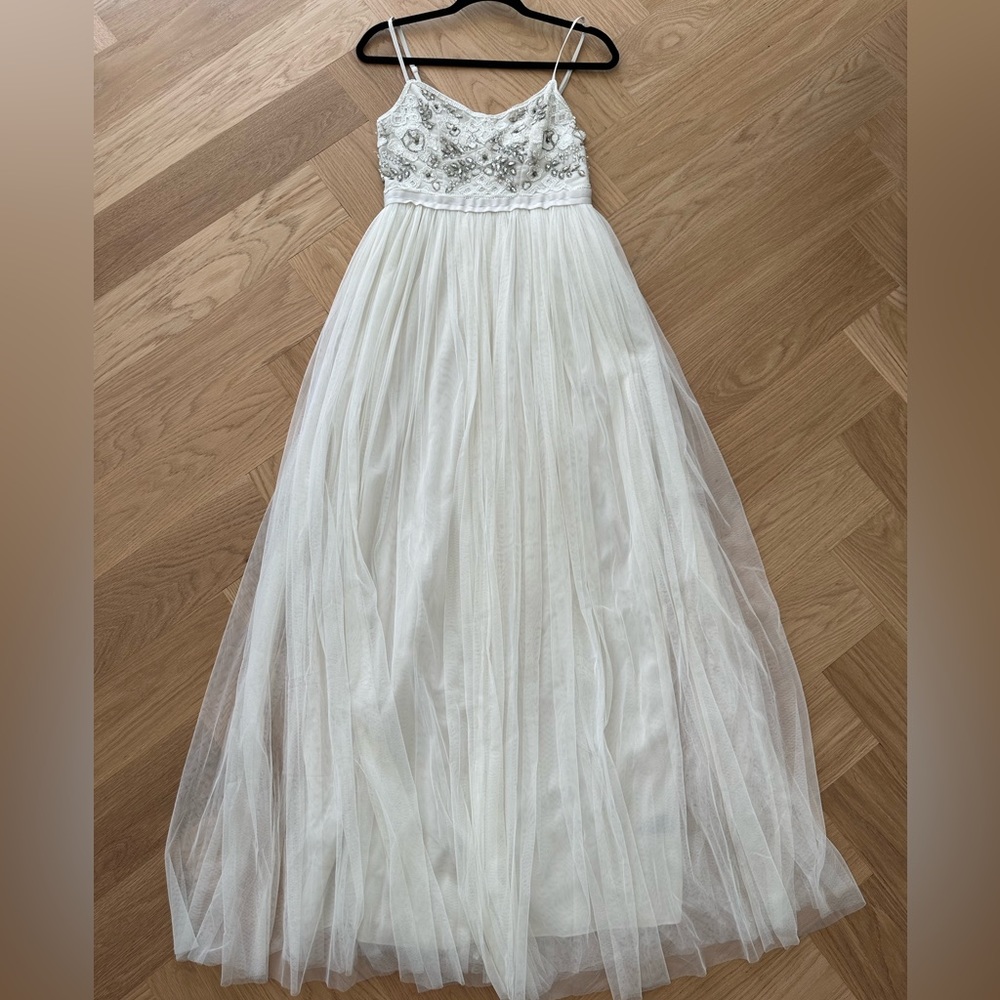 Needle & Thread white embellished gown